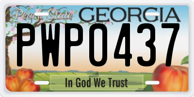 GA license plate PWP0437
