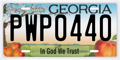 GA license plate PWP0440