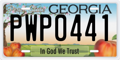 GA license plate PWP0441