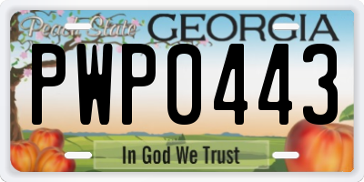 GA license plate PWP0443