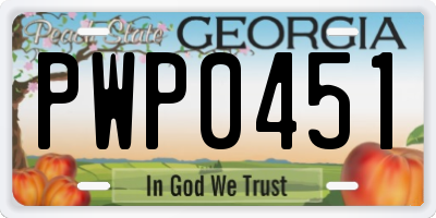 GA license plate PWP0451