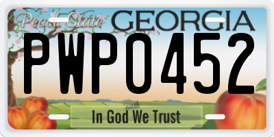 GA license plate PWP0452