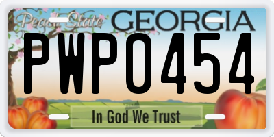 GA license plate PWP0454