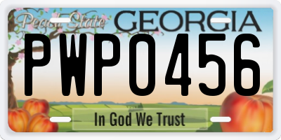 GA license plate PWP0456
