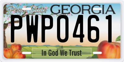 GA license plate PWP0461