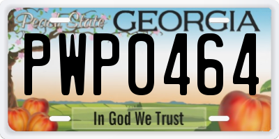 GA license plate PWP0464