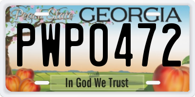 GA license plate PWP0472