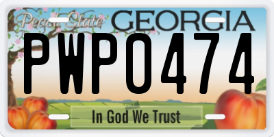 GA license plate PWP0474