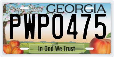 GA license plate PWP0475
