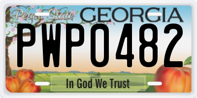 GA license plate PWP0482