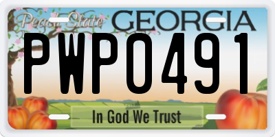 GA license plate PWP0491