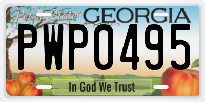 GA license plate PWP0495