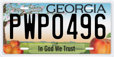 GA license plate PWP0496