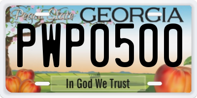 GA license plate PWP0500