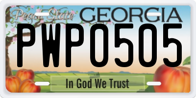 GA license plate PWP0505