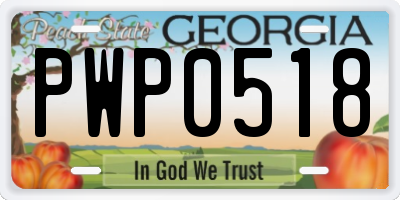 GA license plate PWP0518