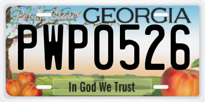 GA license plate PWP0526