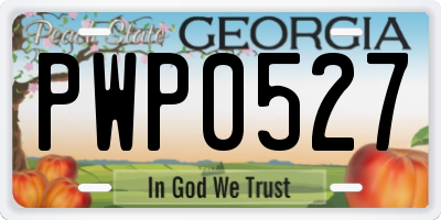 GA license plate PWP0527