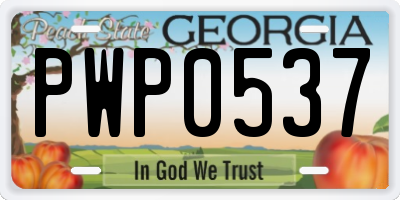 GA license plate PWP0537