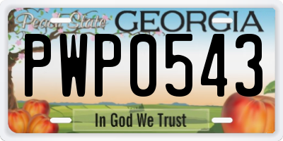 GA license plate PWP0543