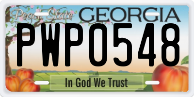 GA license plate PWP0548