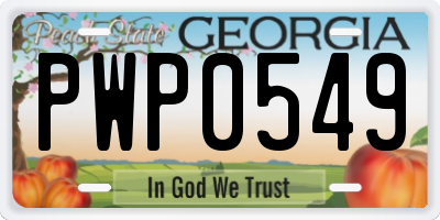 GA license plate PWP0549