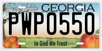 GA license plate PWP0550