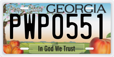GA license plate PWP0551