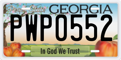 GA license plate PWP0552