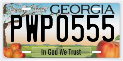 GA license plate PWP0555