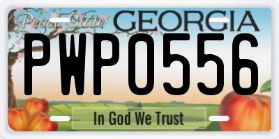 GA license plate PWP0556