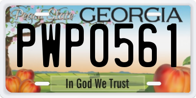 GA license plate PWP0561