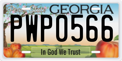 GA license plate PWP0566