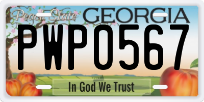 GA license plate PWP0567