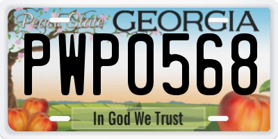 GA license plate PWP0568