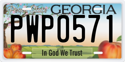 GA license plate PWP0571