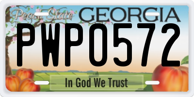 GA license plate PWP0572