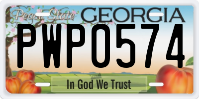 GA license plate PWP0574