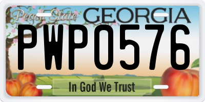 GA license plate PWP0576