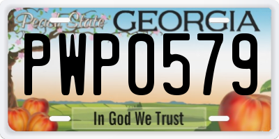 GA license plate PWP0579