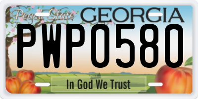 GA license plate PWP0580