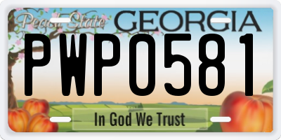 GA license plate PWP0581