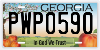 GA license plate PWP0590