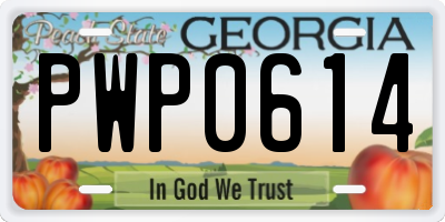 GA license plate PWP0614