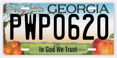 GA license plate PWP0620
