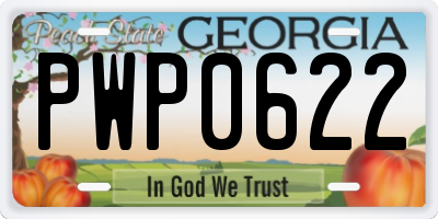 GA license plate PWP0622