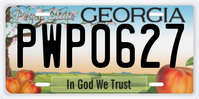 GA license plate PWP0627