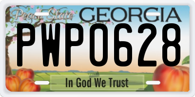 GA license plate PWP0628