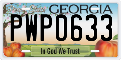GA license plate PWP0633