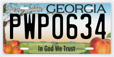 GA license plate PWP0634